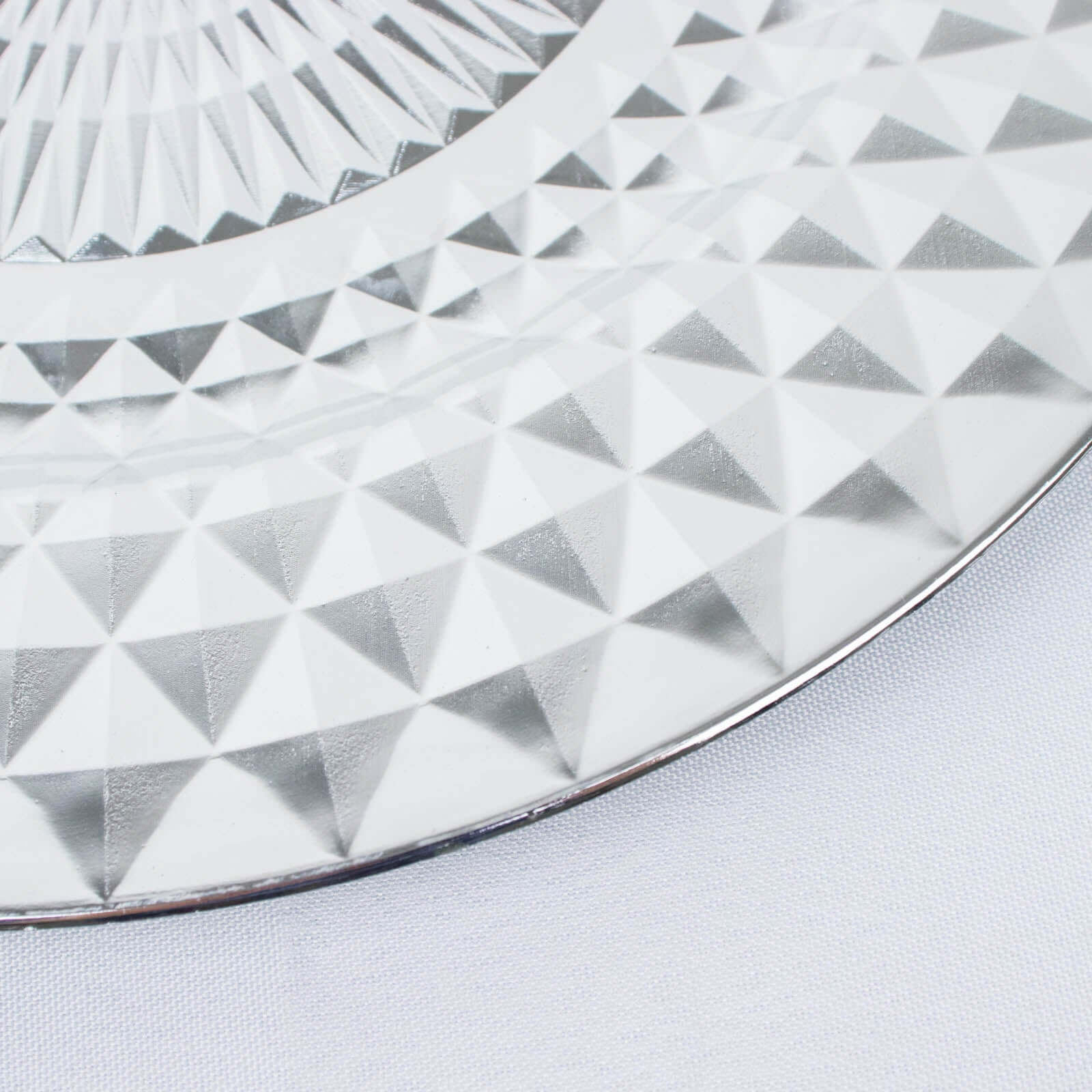 6-Pack Plastic Charger Plates 13" Round Silver Diamond Pattern - Sparkling Disposable Dinner Charger Tableware - Image 10